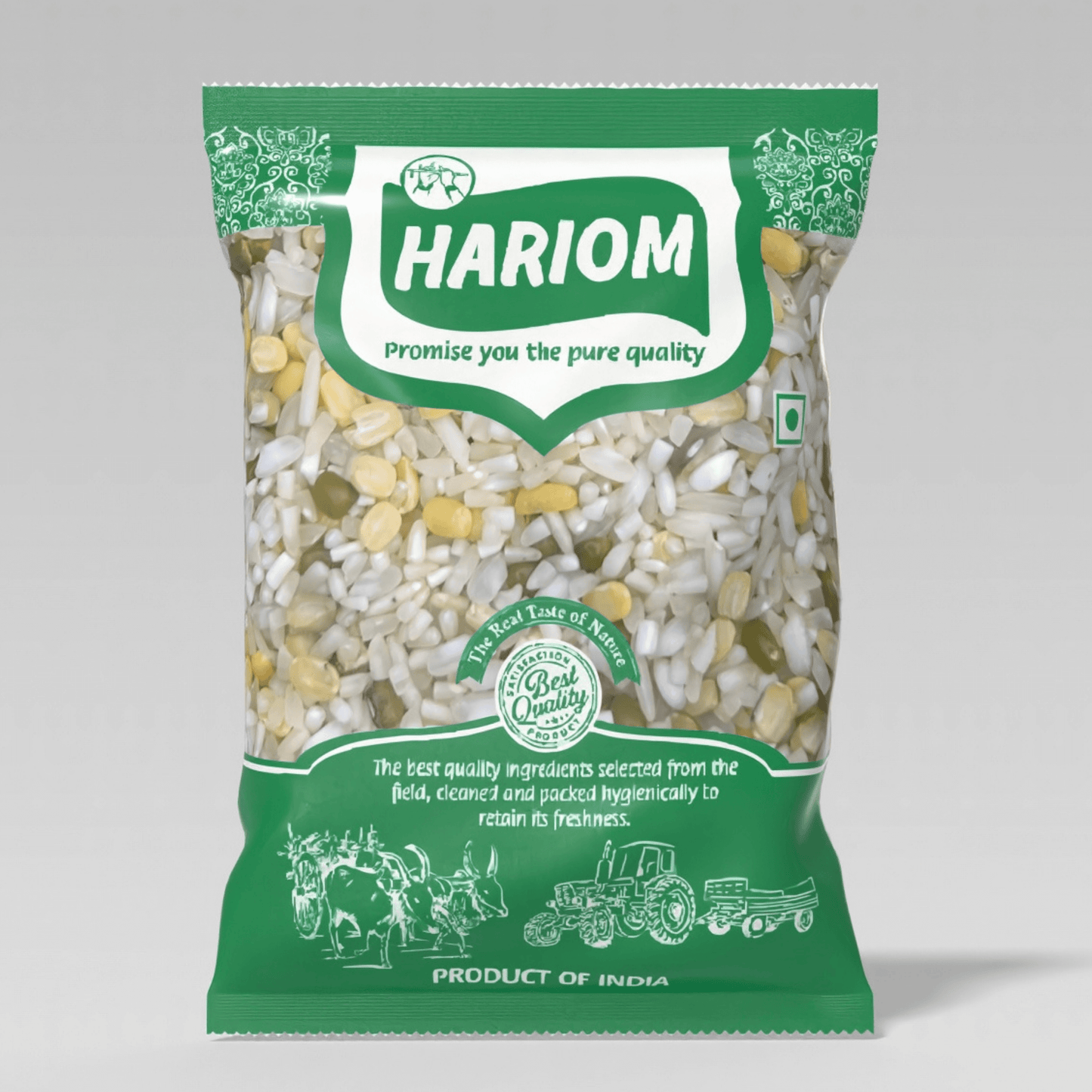 Navratan Khichdi Rs. 47.0 Navratan Khichdi Hariom is a premium ready-to-cook mix of lentils, rice, and nine nourishing ingredients, inspired by Ayurvedic wisdom. A wholesome one-pot meal that balances taste, nutrition, and convenience. ✔ 9-in-1 Goodness –