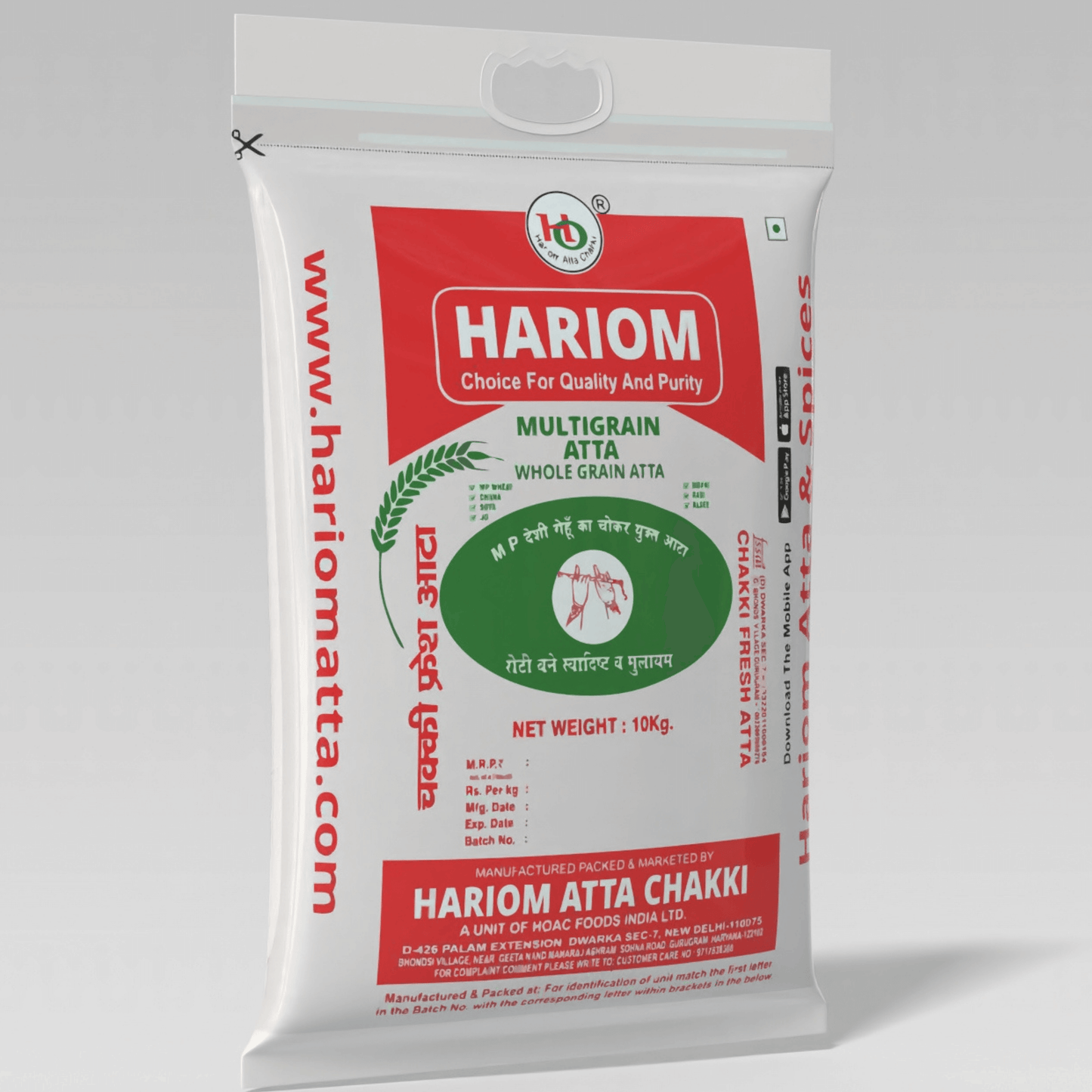 Multigrain Atta Rs. 66.0 Hariom Multigrain Atta – Power of 7 Grains for a Healthier You Bring home the goodness of health and taste with Hariom Multigrain Atta, a thoughtfully crafted blend of 7 nutritious grains – Wheat, Chana (Bengal Gram), Soya, Barley