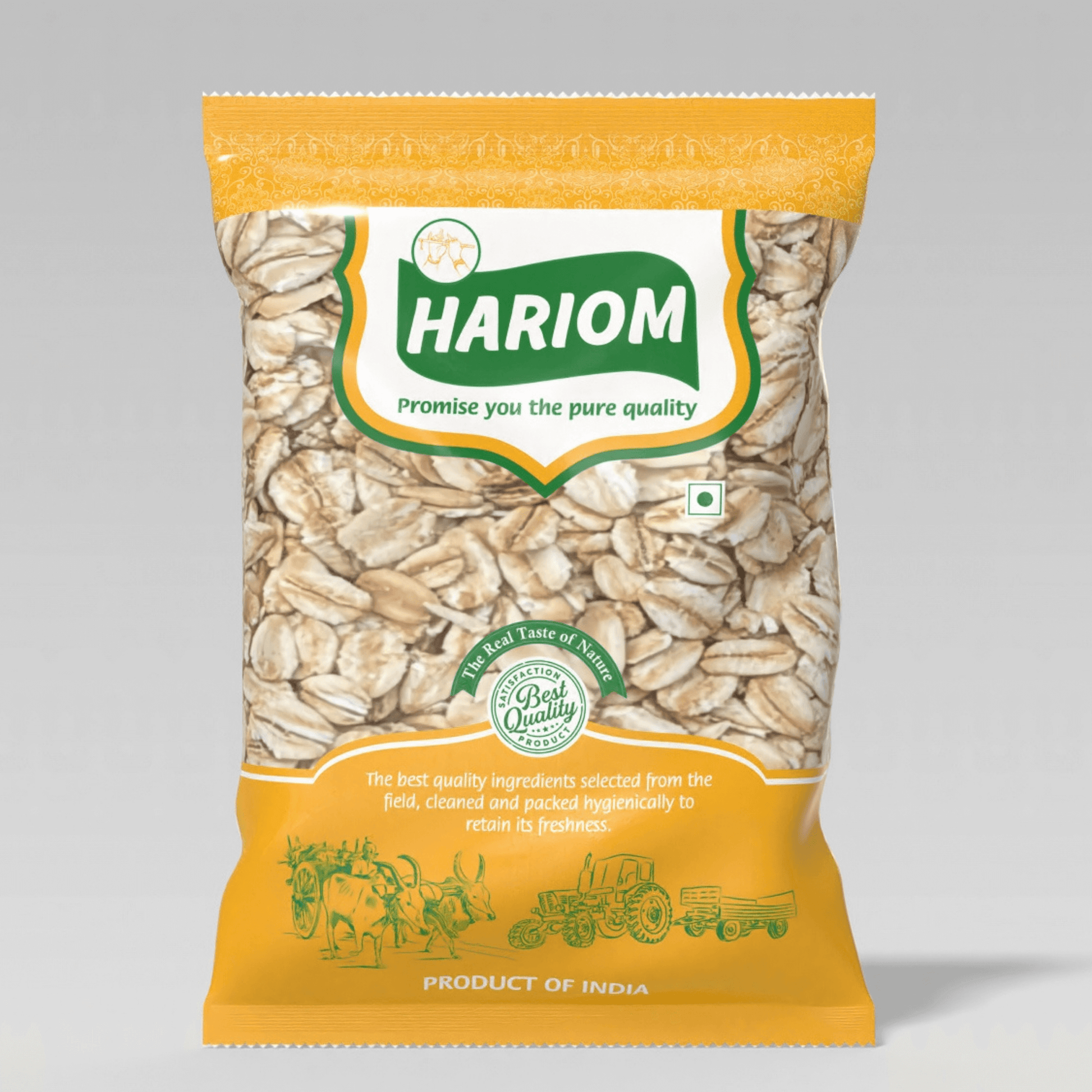Oats Rs. 80.0 Oats Hariom is 100% natural rolled oats, packed with fiber and essential nutrients for a healthy lifestyle. Ideal for breakfast, snacks, and weight management, it’s a perfect blend of taste and wellness. ✔ Heart-Healthy – Rich in beta-glucan